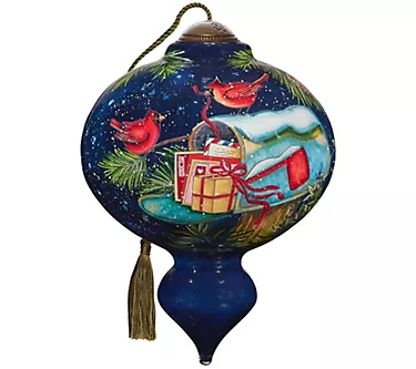 Ne'Qwa 5.5"Cardinals On Christmas Mailbox Ornament