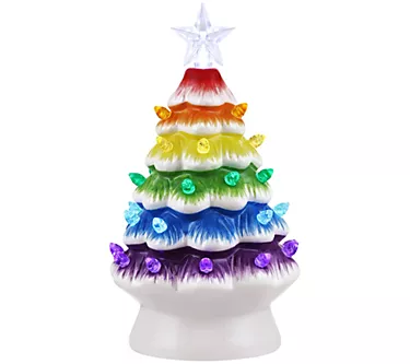 Mr. Christmas 7.5" Nostalgic Ceramic Rainbow Tree