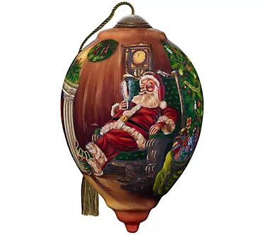 Ne'Qwa 5.5" Traditional Santa Relaxing By Fireplace Ornament