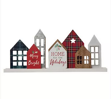 Glitzhome Happy Happy Joy Joy Christmas Villiage Centerpiece