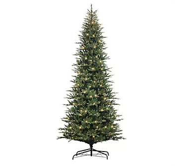 Puleo 12' Pre-Lit Slim Balsam Artificial Fir Tree 1100 Lights