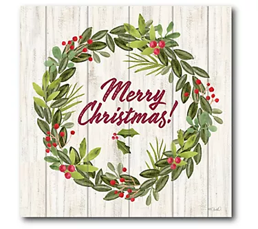 Courtside Market Merry Christmas wreaths 16x16 Canvas