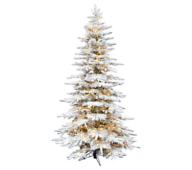 Fraser Hill Farm 12-Ft. Flocked Mountain Pine Christmas Tr