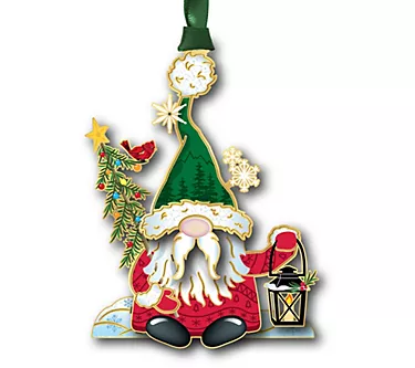 Beacon Designs Solid Brass Holiday Gnome Ornament