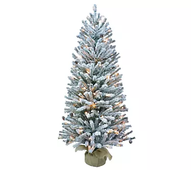 Puleo Pre-Lit 3' Flocked Fir Artificial Christmas Tree