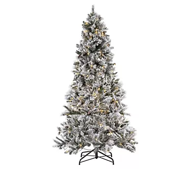 Safavieh 7.5 Ft Frosted Pre-Lit Faux Pine Christmas Tree