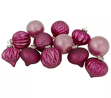 Northlight 12-Ct Pink Mercury Style Glass Christmas Ornament