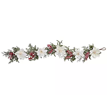 60" Frosted Magnolia & Berry Garland by Nearlytural