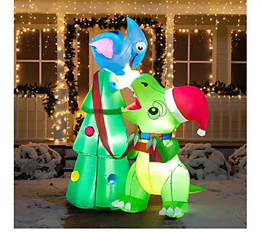 Joiedomi 7 ft Dinosaur & Christmas Tree Inflatable Decoration