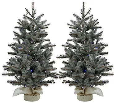 Fraser Hill Farm Set of Two 2 Ft. Heritage Pine Artificial Tre