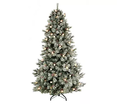 7.5' Prelit Frosted Jade Mountain Tree by Valerie
