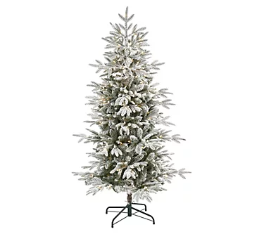 Nearly Natural 5.5'Flocked Manchester Spruce Tree w/200 LED