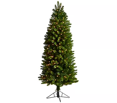 Nearly Natural 6' Slim Virginia Spruce Tree w/300 Lights