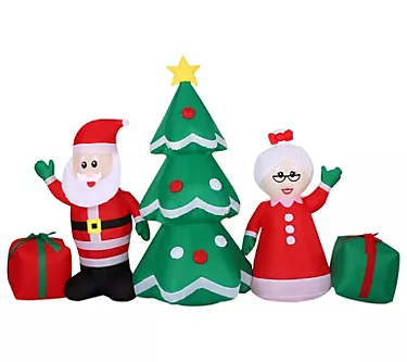 Fraser Hill Farm 7.5-Ft. Wide Prelit Tree/Santaand Mrs. Claus