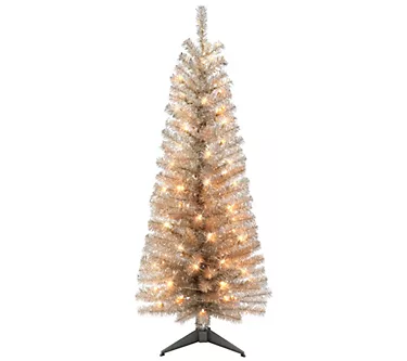 Puleo 4.5' Pre-lit Rose Gold Tinsel Tree, 160 Tips 1 370647-puleo-4-5-pre-lit-rose-gold-tinsel-tree-160-tips-1.webp