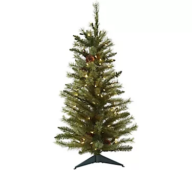 3' Lit Christmas Tree with Pine Cones by NearlyNatural