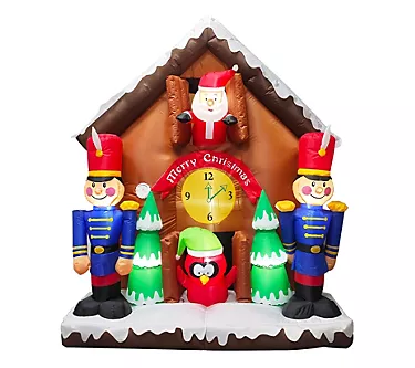 Fraser Hill Farm 6" Tall Prelit Santa Nutcracker Cuckoo Clock