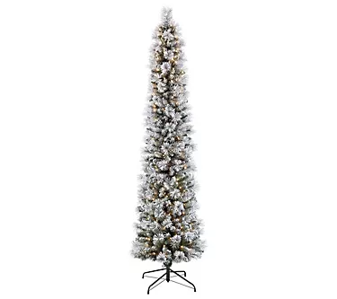 Puleo 7.5' Pre-Lit Flocked Portland Pine PencilChristmas Tree 1 370735-puleo-7-5-pre-lit-flocked-portland-pine-pencilchristmas-tree-1.webp