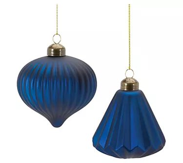 Melrose Set of 12 Ribbed Glass Ornament