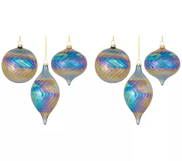 Melrose Iridescent Glass Swirl Ornament (Set of6)