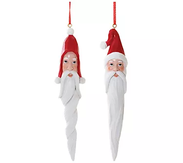 Melrose Carved Santa Drop Ornament (Set of 6)