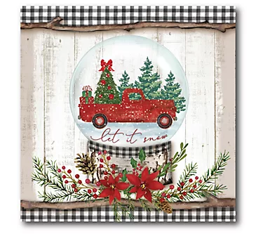 Courtside Market Let it Snow Red Truck 16x16 Ca nvas