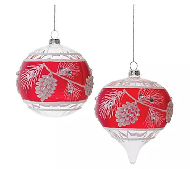 Melrose Glittered Glass Pinecone Ornament (Setf 6)