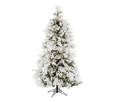 Christmas Time 4-Ft.Frosted Fir Flocked Slim Christmas Tree wi
