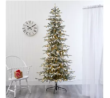 370982-nearly-natural-7-5-slim-flocked-spruce-faux-christmas-tree-1.webp