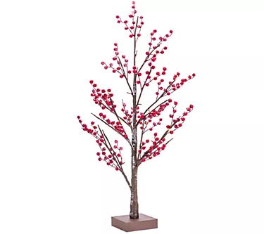 Melrose LED Lighted Frosted Berry Twig Tree with Base 38"H