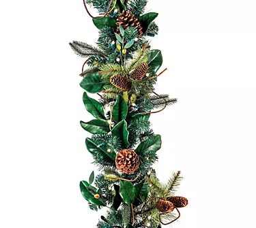 Village Lighting 9' Prelit LED Garland - Magnolia Leaf