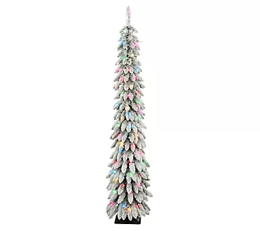Puleo 6 ft Pre- lit Flocked Alp ine Pencil Tree , 261 tips 1 371031-puleo-6-ft-pre-lit-flocked-alp-ine-pencil-tree-261-tips-1.webp