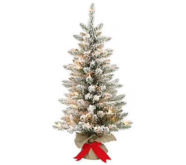 Puleo Pre-Lit 3' Flocked Fraser Fir ArtificialChristmas Tree