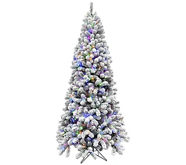 Fraser Hill Farm 7.5 Ft. Flocked Silverton Fir Christmas Tre