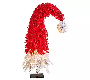 Nearly Natural 9' Holiday Red Santa's Hat TreeLED