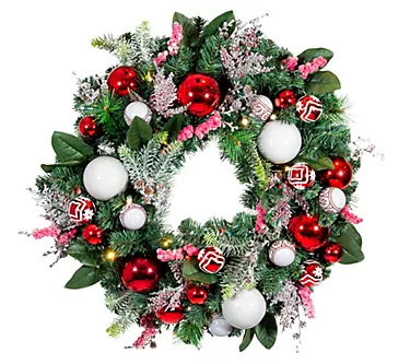 Village Lighting 30" Pre-Lit LED Wreath - Nordic