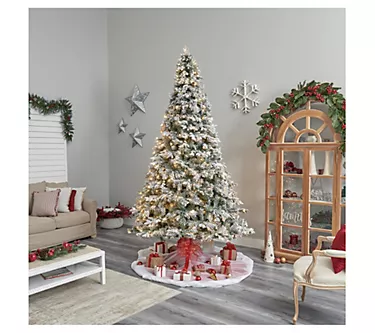 Nearly Natural 10' Flocked Vermont Pine Faux Chistmas Tree