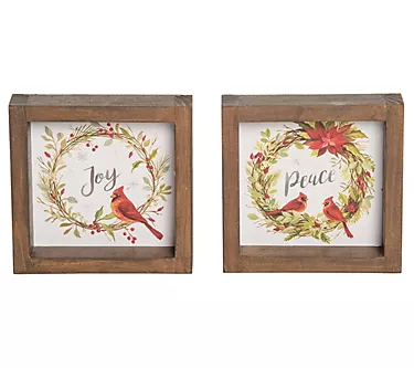 C&F Home Cardinal Wreath Christmas Table Centerpieces Set of 2