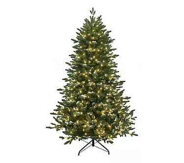 LuxenHome 6Ft Pre-Lit Green Artificial Tree with Frosted Tips