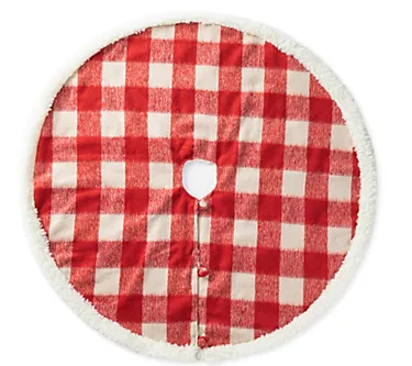 Glitzhome 48"D Red & White Reversible ChristmasTree Skirt