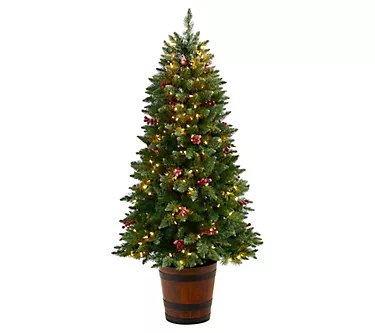 Nearly Natural 5' Frosted Pre-Lit  Porch Tree w/200 LED