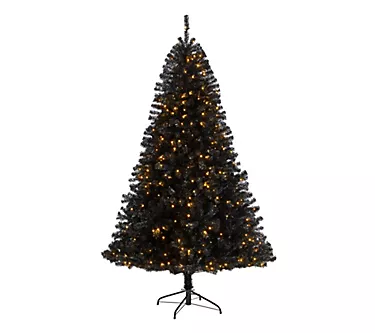 Nearly Natural 7' Black Christmas Tree w/500 Lights