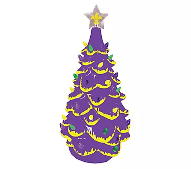 Santa's Workshop 13" LED Ceramic Mardi Gras Tre e