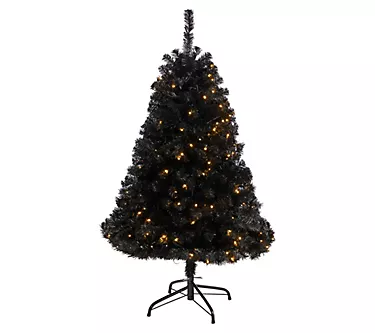 Nearly Natural 4' Black Tree w/170 Clear LED Lights