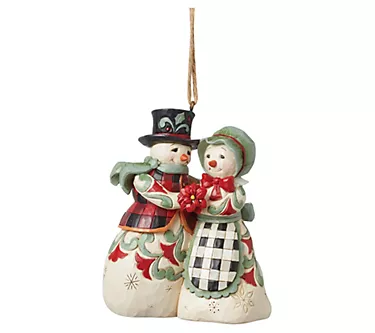 Jim Shore Highland Glen Snowmen Mr&Mrs Ornament