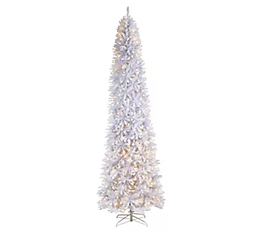 Nearly Natural 11' Slim White  Christmas Tree with 950 Lights