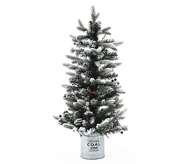 LuxenHome Pre-Lit 3ft Artificial Flocked Christmas Pine Tree 1 371349-luxenhome-pre-lit-3ft-artificial-flocked-christmas-pine-tree-1.webp