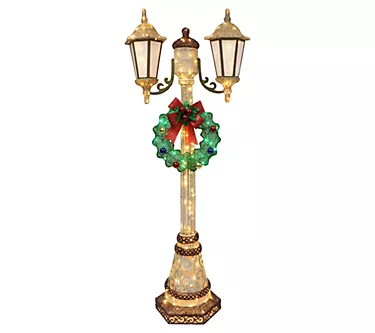 Puleo 72" Lighted Lamp Post w/35 Twinkling Lights, Gold/Green