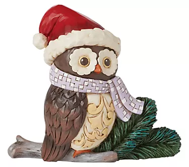 Jim Shore Mini Owl with Santa Hat Fig