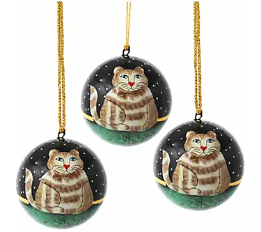 Global Crafts S/3 Hand-painted Animal Ornaments